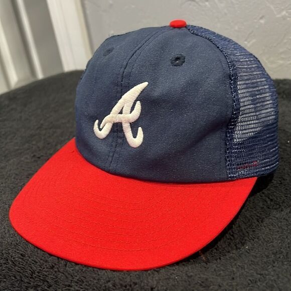 🔥⚾️ True Vintage ATLANTA BRAVES MLB Baseball Snapback HAT -OSFA- Good Condition - Picture 2 of 7